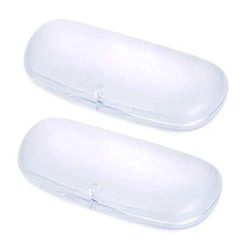 NEW Nice Transparent /Blue Hard Case for Eyeglasses Glasses w/Cleaning Cloth KC3
