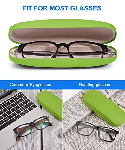 NEW Nice Transparent /Green Hard Case for Eyeglasses Glasses /Cleaning Cloth KC3 3
