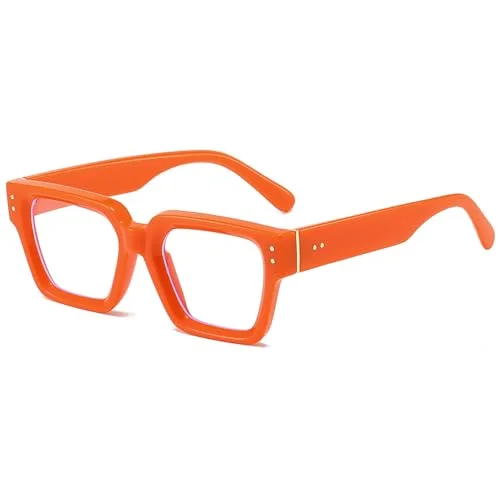 NEW Nice Transparent / Orange Hard Case Eyeglasses Glasses w/ Cleaning Cloth KC3