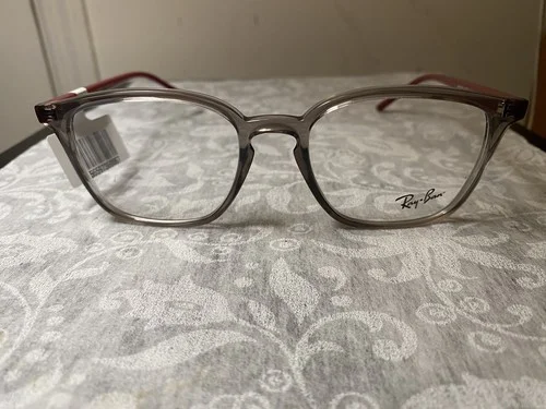 New Rayban Eyeglasses Orx7185 8083 52/18/145 Transparent/ Burgundy Red frames