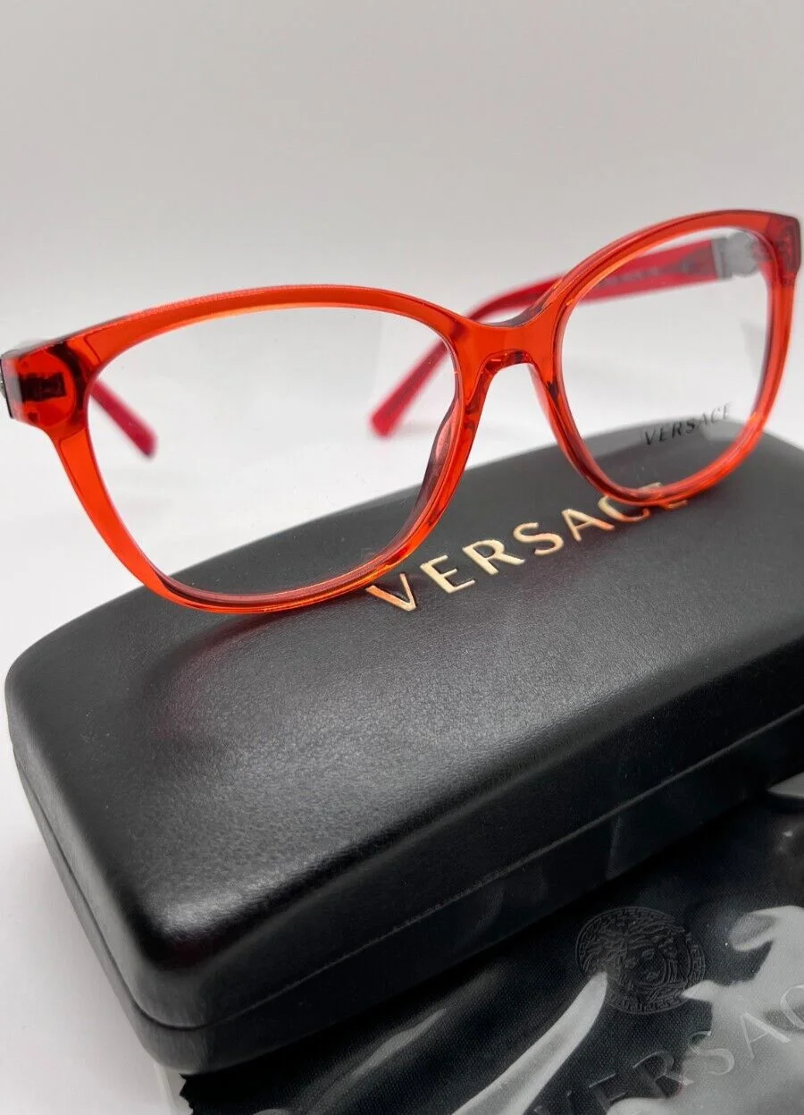 VERSACE 3273 5307 Women Eyeglasses Frame 54-16-140 Transparent Red 100%Authentic