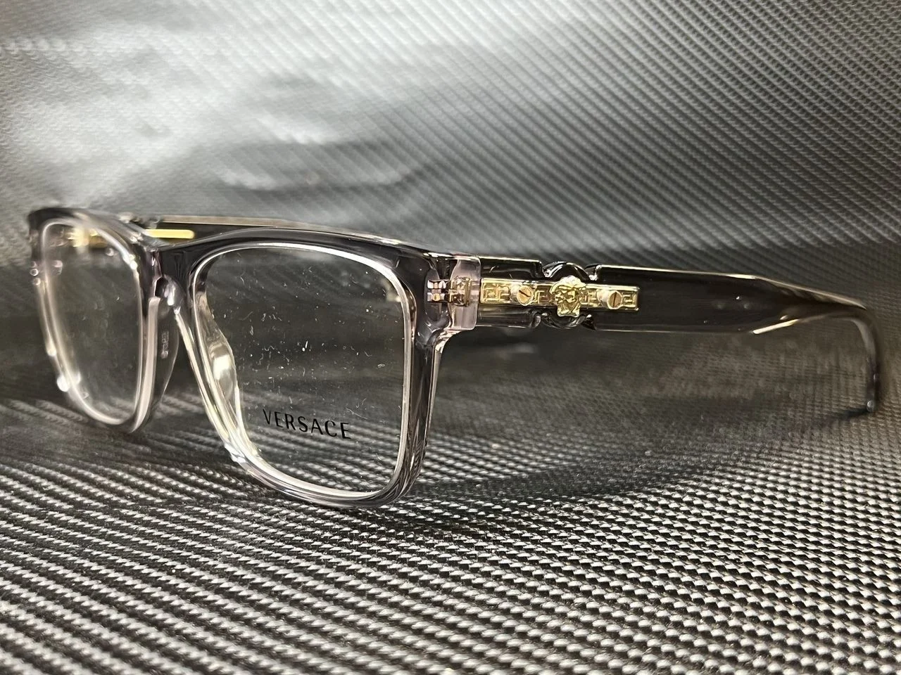 VERSACE VE3303 593 Transparent Grey Rectangle 55 mm Men